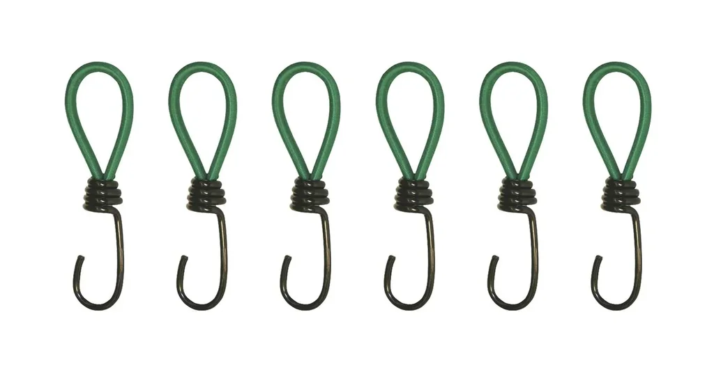 Rubber tensioners for cargo nets, tarpaulins and luggage securing, 12 pieces
