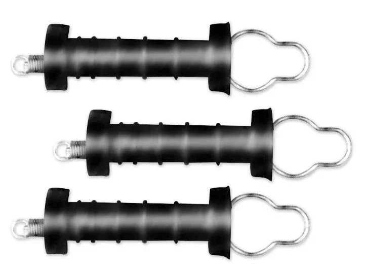 Gate handle with hook, black, 3 pieces