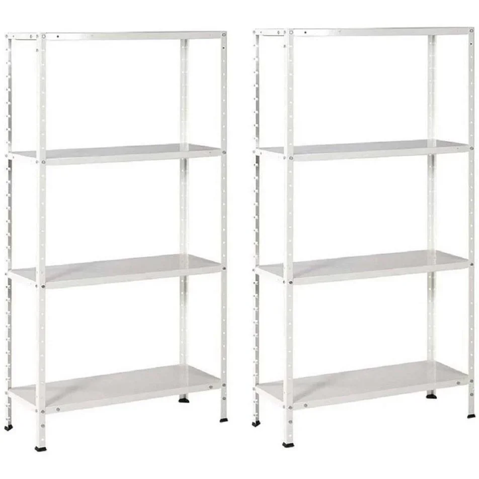 2 metal storage racks with 4 shelves - 200kg capacity - (HxWxD) 145x72.5x30cm - 50kg per shelf