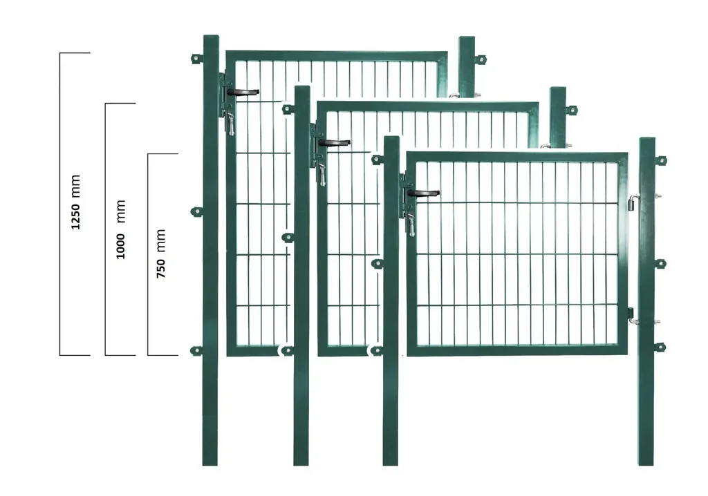 Tuinpoort voor enkelstaafmat, groen, enkele vleugel – 125 cm hoog – 100 cm breed