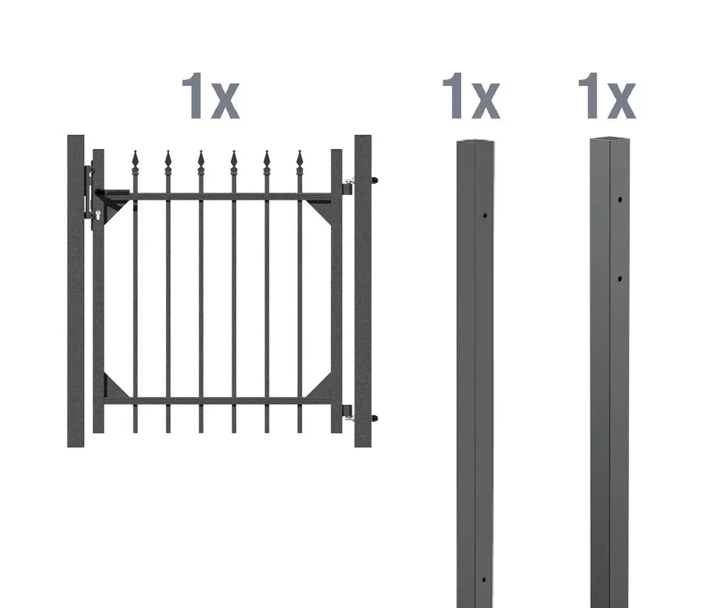Single gate set Chaussee, for encasing in concrete, anthracite, height 100 cm, width 1 m