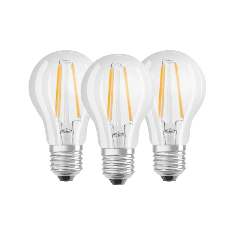 BASE FILAMENT LED candle with 4 watts, E14, warm white, clear - 3 pieces