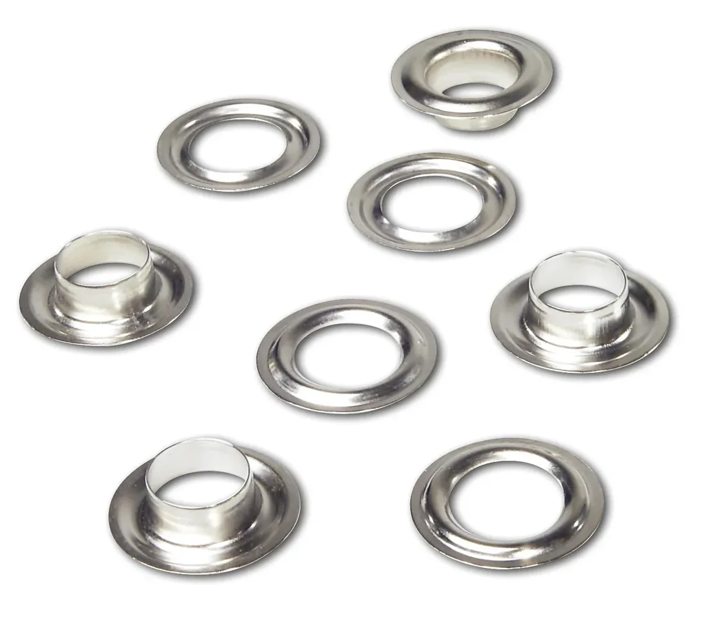 Eyelets 8.5 mm, brass - nickel-plated, 50 pieces