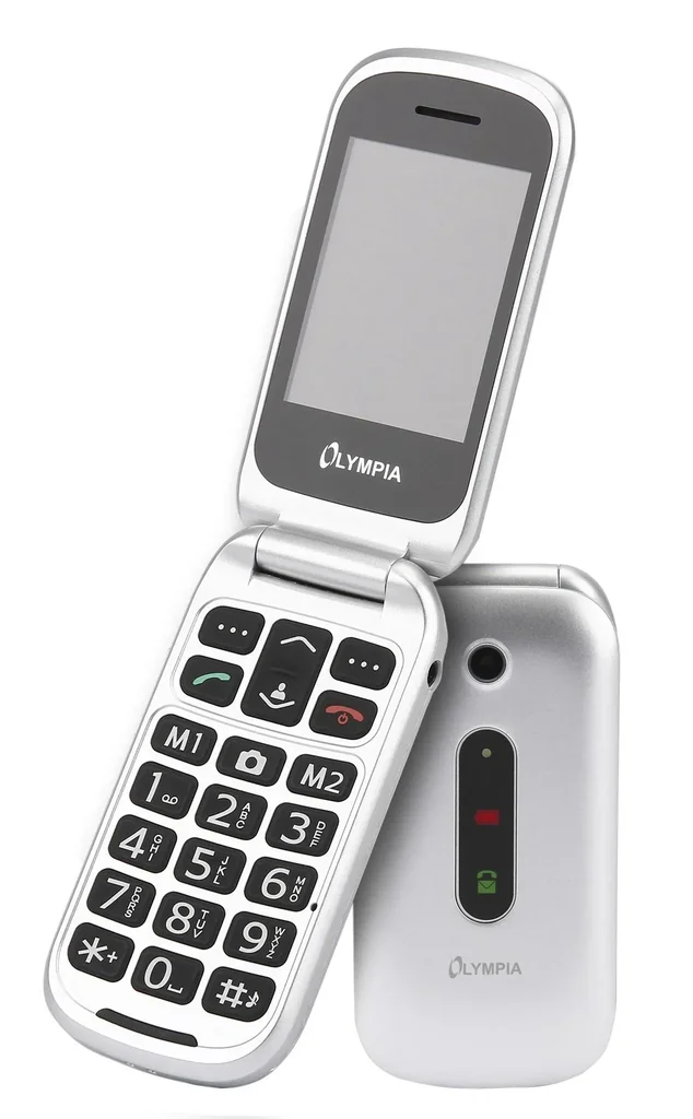 Large button flip phone, silver