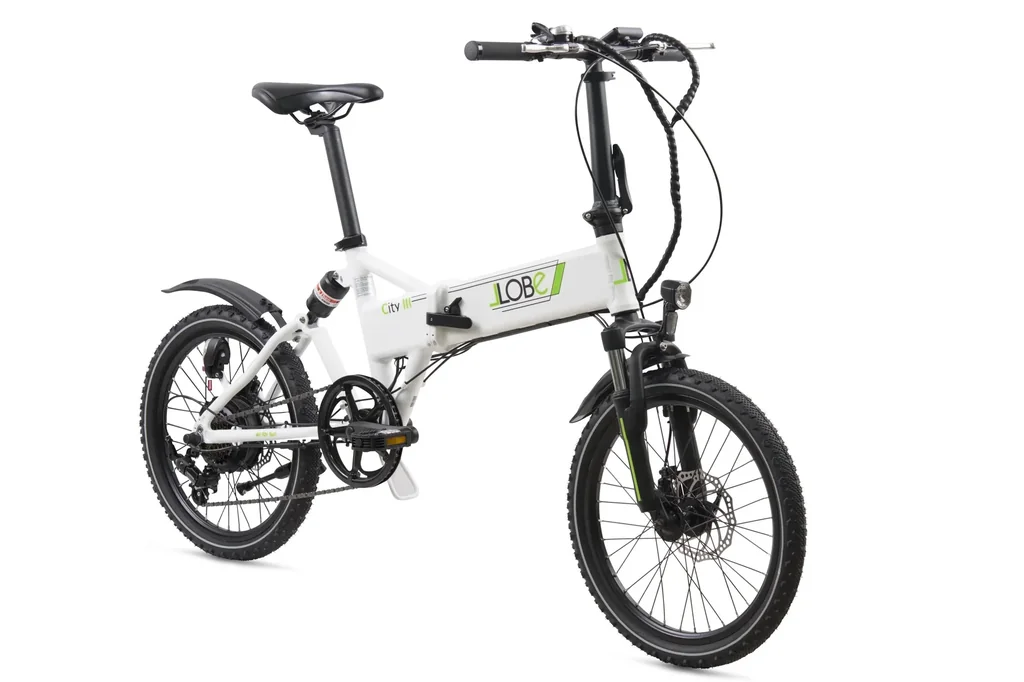 Aluminium E-Bike folding bike 20 inches, frame height 37 cm, 7-speed derailleur, grey "City III"