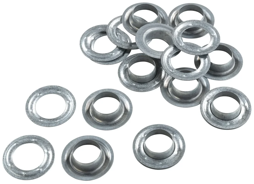 Eyelets with washers, 14 mm, galvanized, 10 pieces, for 480095 eyelet pliers XXL