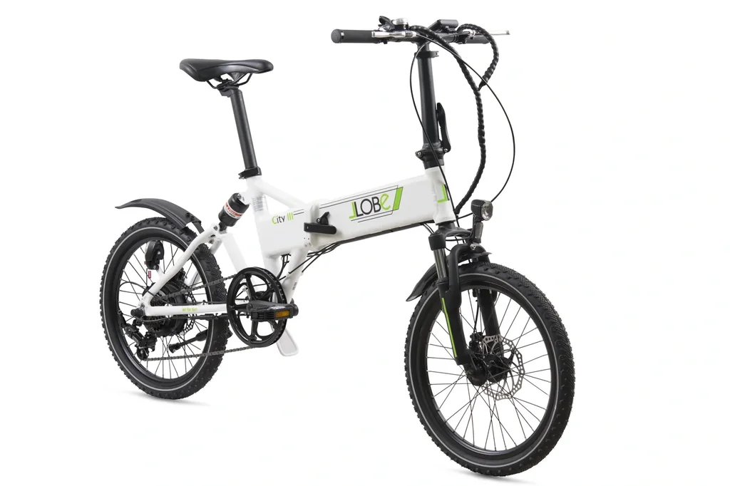 Aluminium E-Bike folding bike 20 inches, frame height 37 cm, 7-speed derailleur, black "City III"