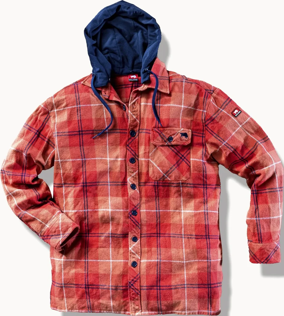 TEXAS hooded shirt, rust-navy, size L