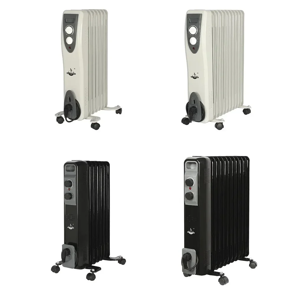 Mobile oil radiator, black, 11 fins
