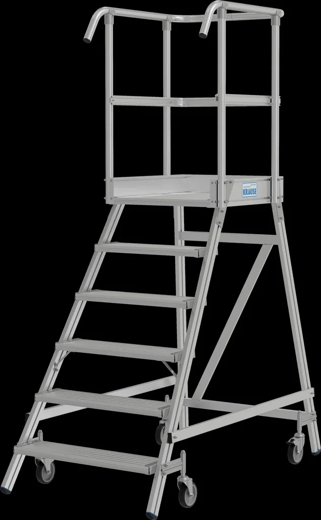 Platform ladder 6 aluminum steps one-sided mobile