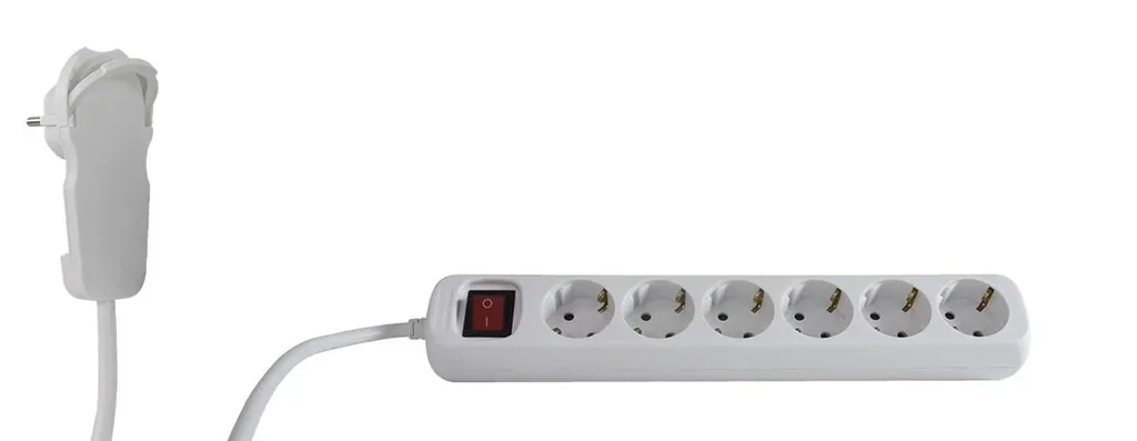 Safety flat plug with mains connection, white