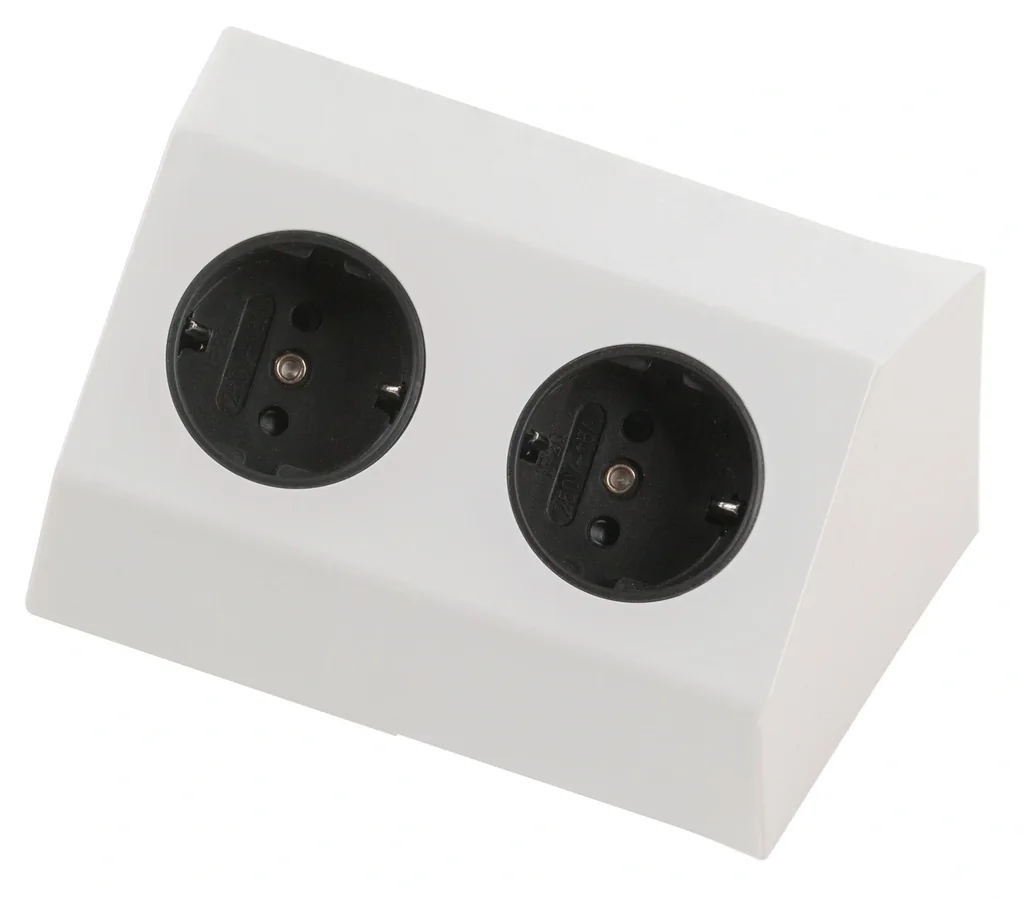 2-way protective contact socket with 1m connection cable and free ends for permanent installation