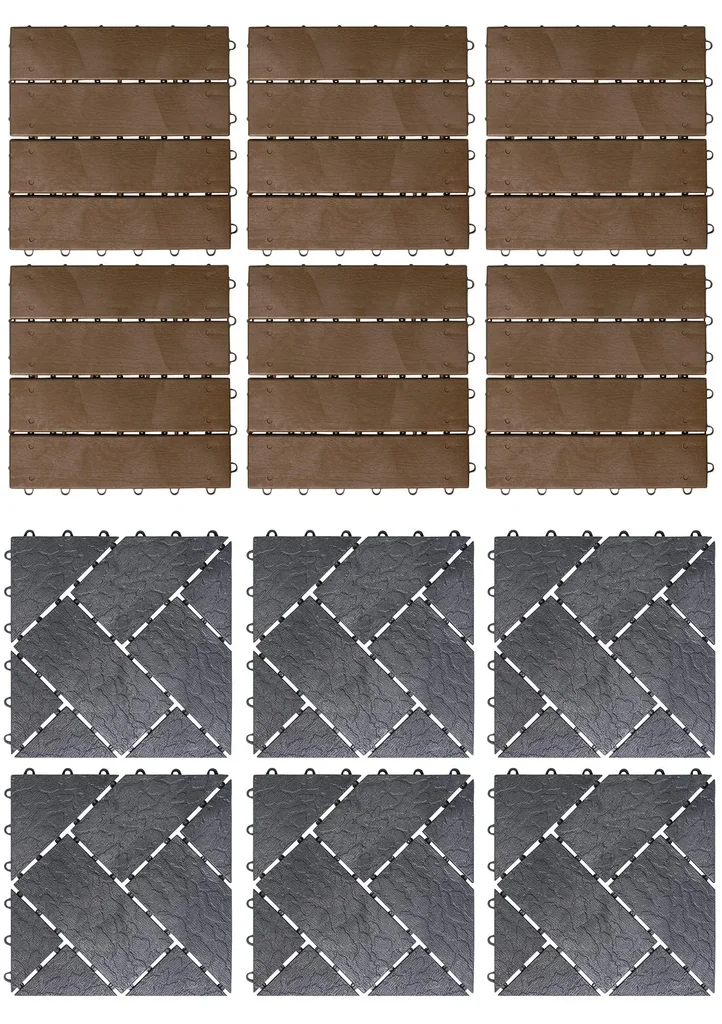Garden slabs, natural stone look, 30 x 30 cm, set of 6