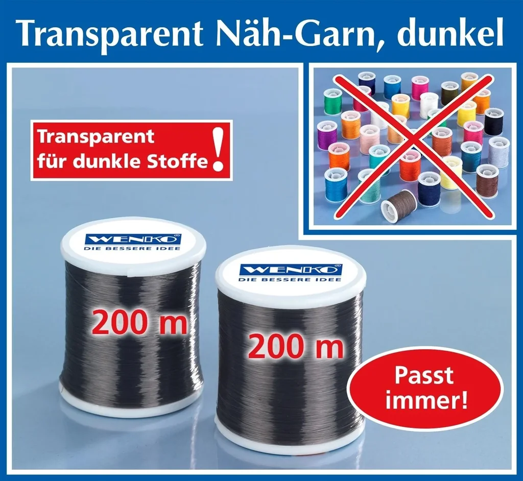 Sewing thread transparent dark set of 2