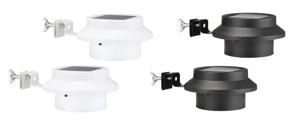 LED solar gutter lights, set of 2, black