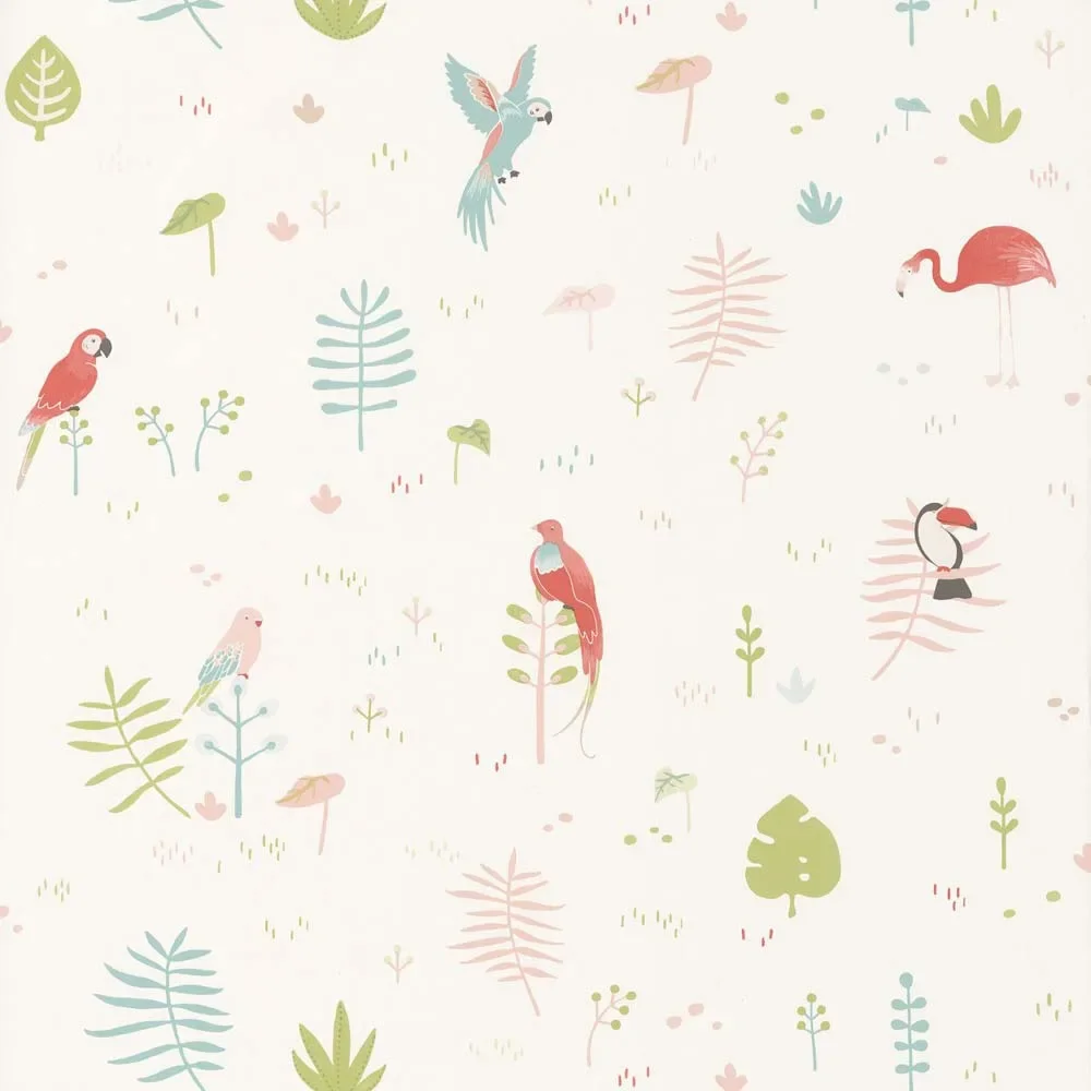 Casadeco kinderbehang Happy Dreams tropics mint koraal
