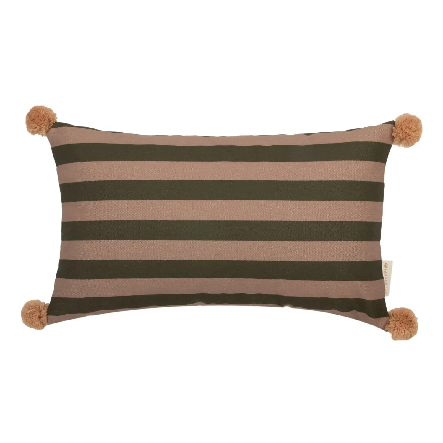 Nobodinoz Rechthoekig kussen Majestic, kleur: GREEN TAUPE STRIPES