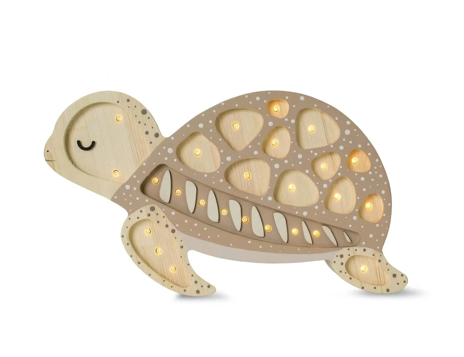 Little Lights Nachtlampje voor kinderen, Nachtlampje Schildpad - 100% natuurlijk dennenhout, Kleur: Zandduin