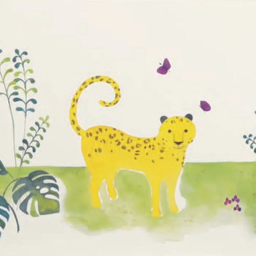 Casadeco Alice & Paul border jungle dieren groen oranje geel