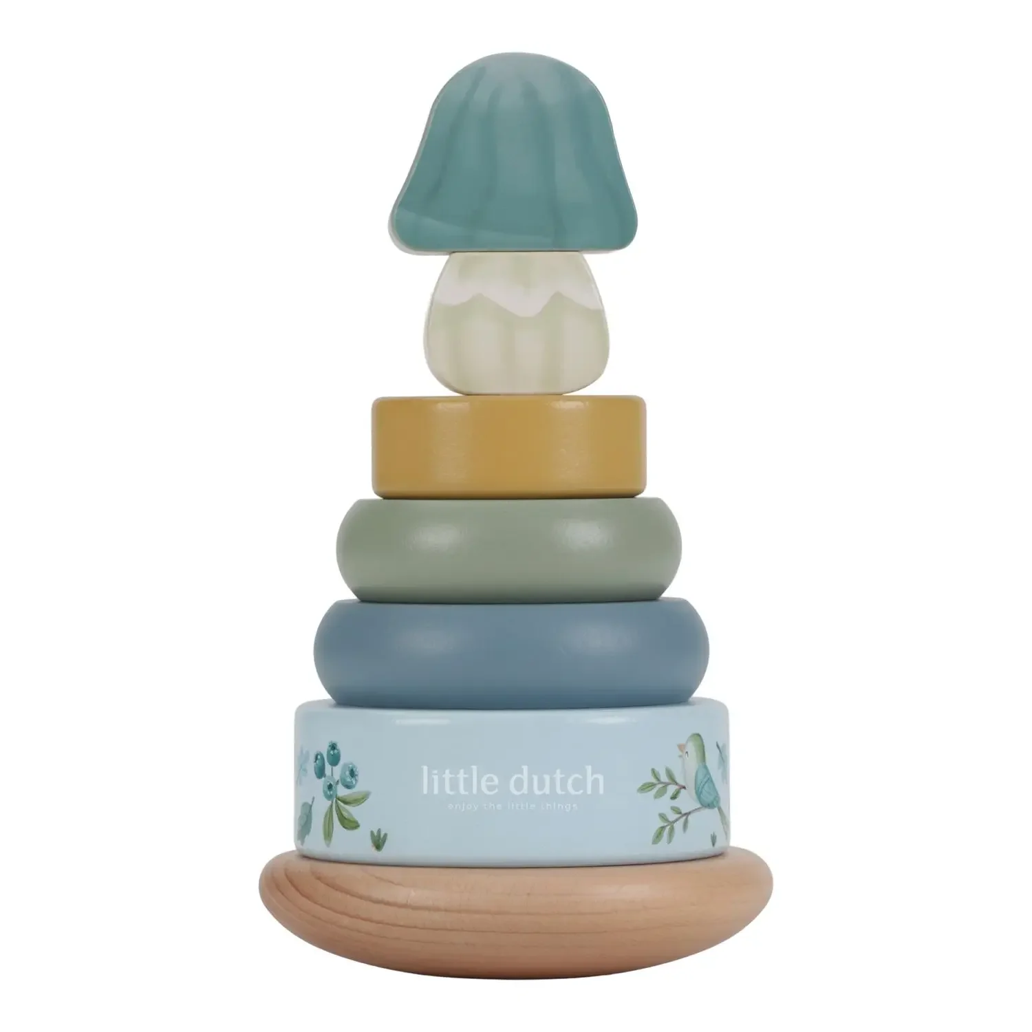 Little Dutch Houten stapeltoren, stapelspel met ringen Forest Friends, 10x10x18,5 cm
