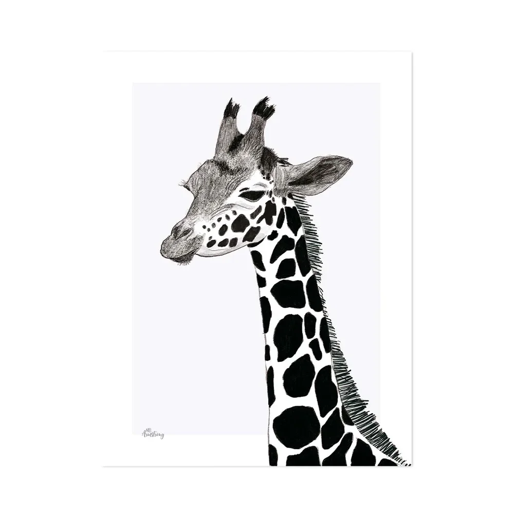 Lilipinso poster giraffe zwart wit