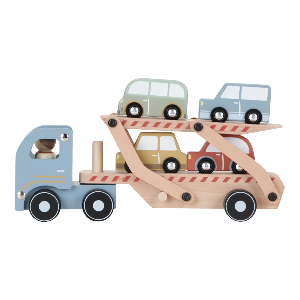 Little Dutch houten autotransporter blauw