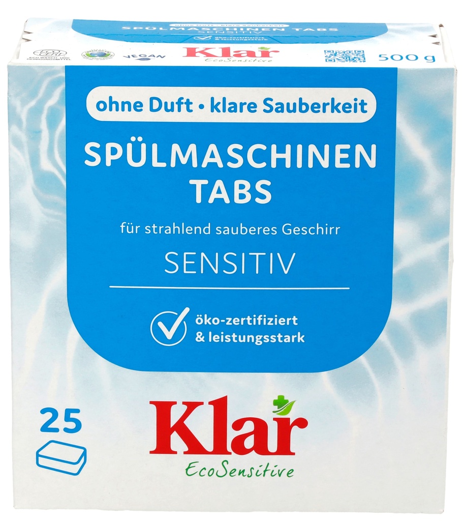 Vaatwastabletten, 25 Tabs á 20 g, afwasmachine tabletten, natuurlijk