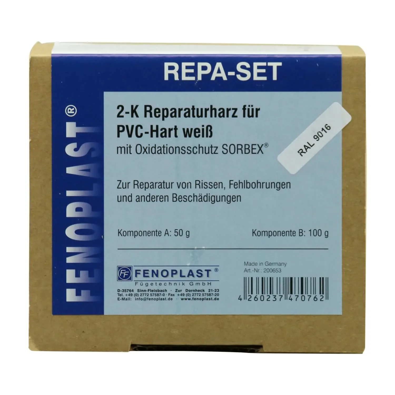 Kunststof reparatieset, 2K Reparatiehars, RAL 9016 reparatie, reparatie set kunststof