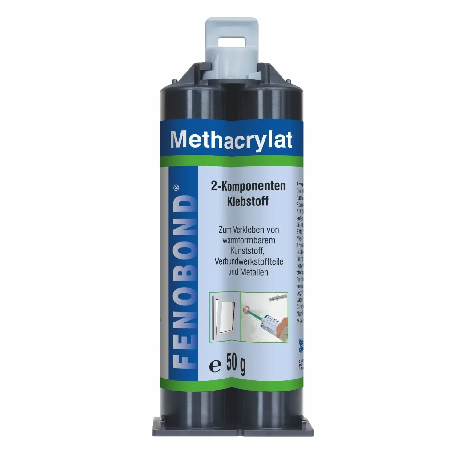 2K lijm, methacrylaat lijm, 50 ml incl. mengtuit, 2 componenten lijm