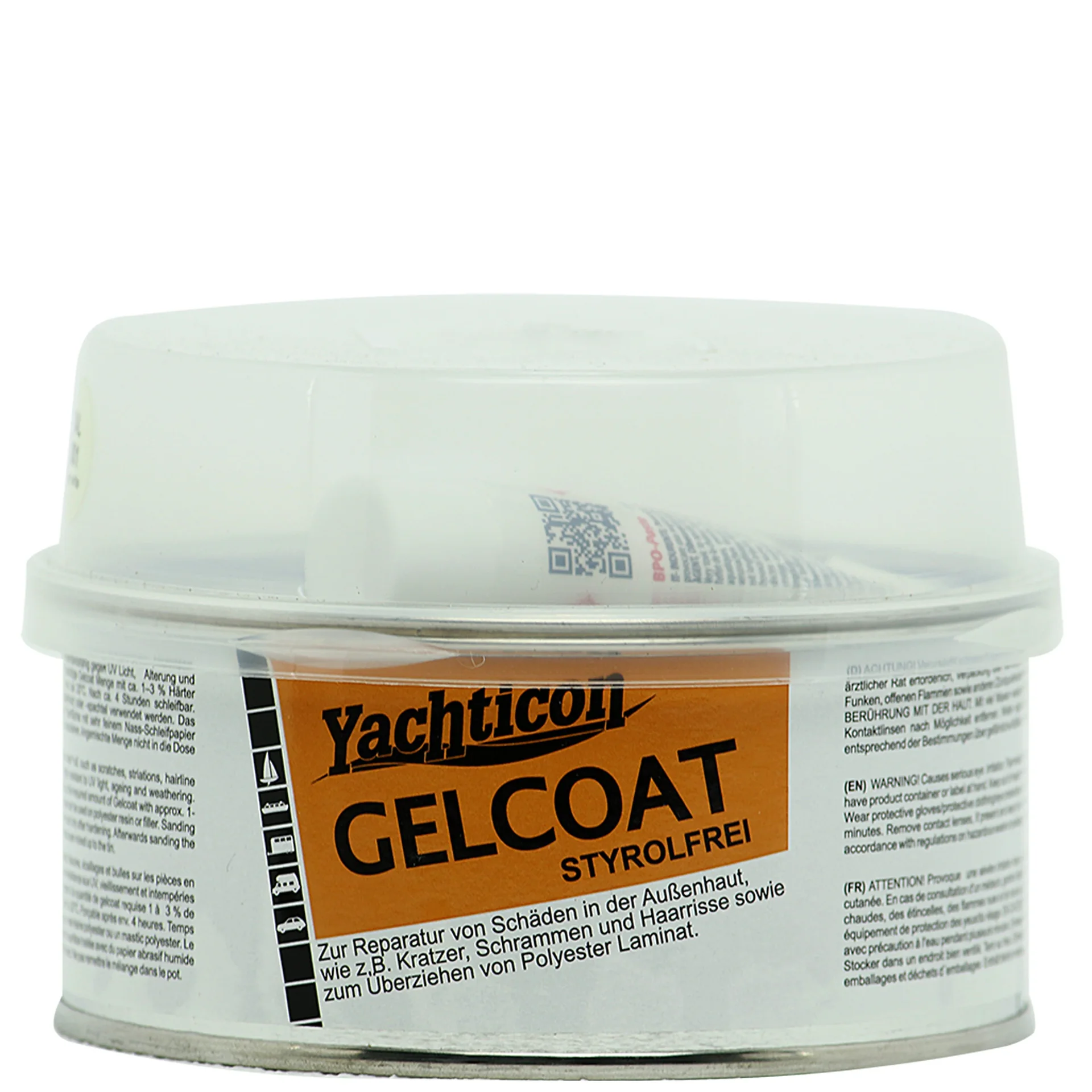 Gelcoat reparatie, gelcoat plamuur, 250 g, RAL 9010 reinweiß, styreenvrije plamuur