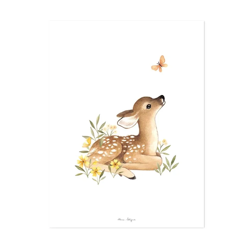 Lilipinso poster fawn met vlinder bruin