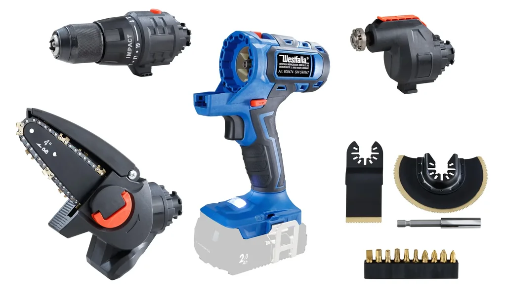 3-in-1 accu-aangedreven powertool, 17 stuks (Batterij en lader niet inbegrepen)
