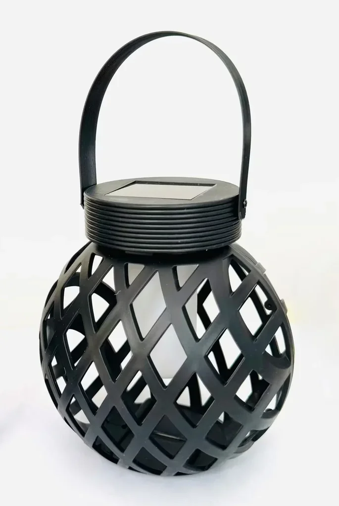 Zonne-energie LED tafellantaarn, ruit met vlameffect
