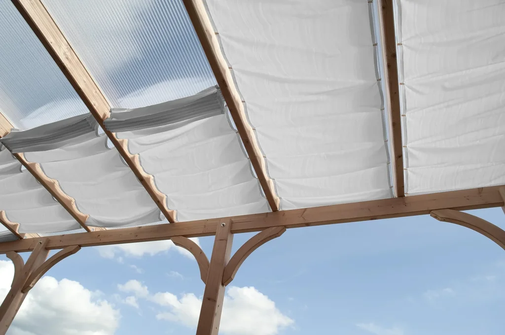 Zonnescherm met touwspanning, wit, 220 x 68 cm