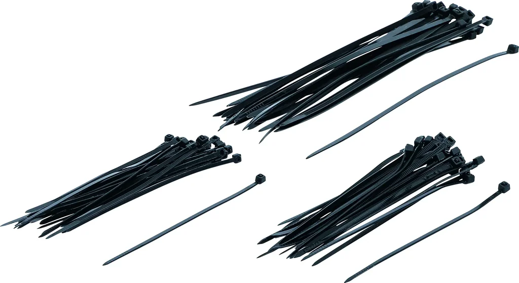Kabelbinders assortiment, zwart, 100-200 mm, 75 stuks