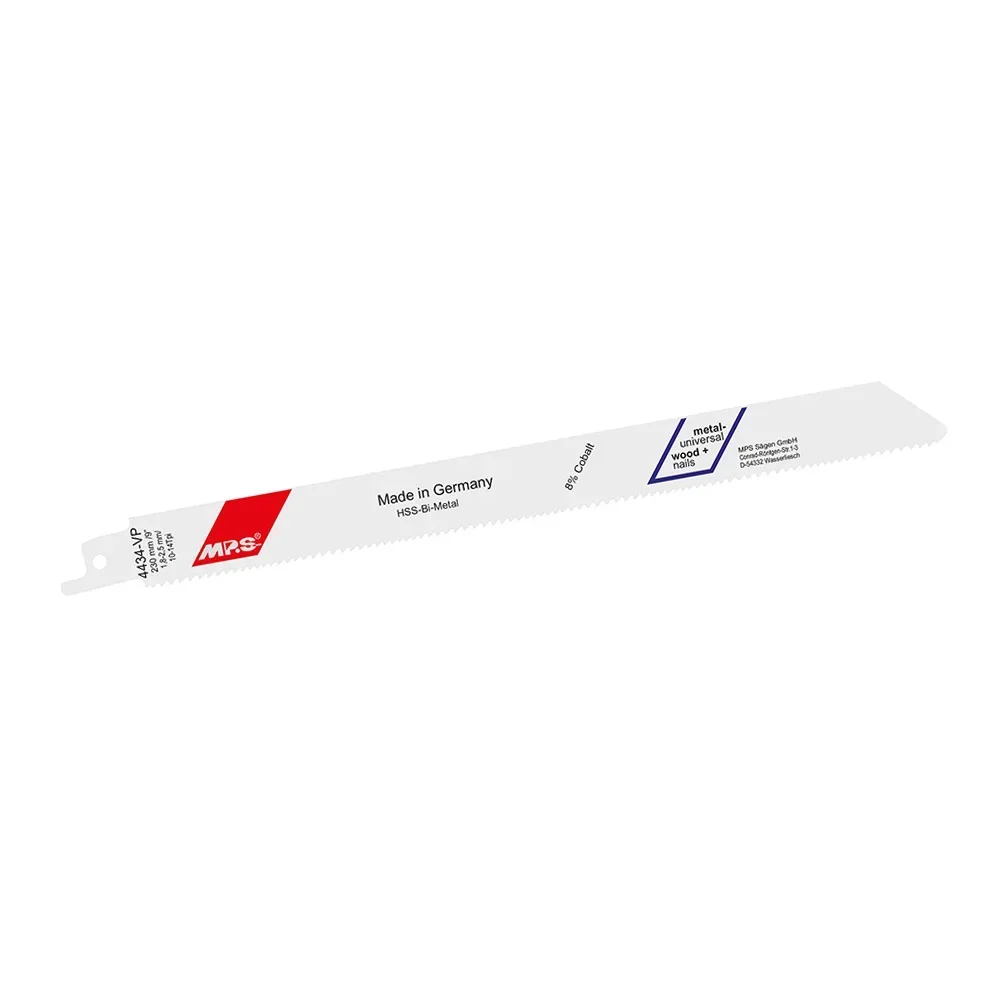 Bimetaal zaagblad voor reciprozaag, gefreesd en gezet, GL 230/VL 210 mm, ZT 1,8-2,5 mm/10-14 TPI, verpakking van 5 stuks