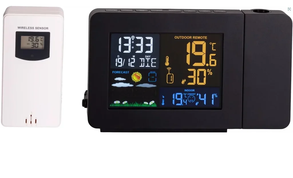 Weerstation met LED-projectie