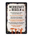 Metalen bord "Werkplaatsregels"