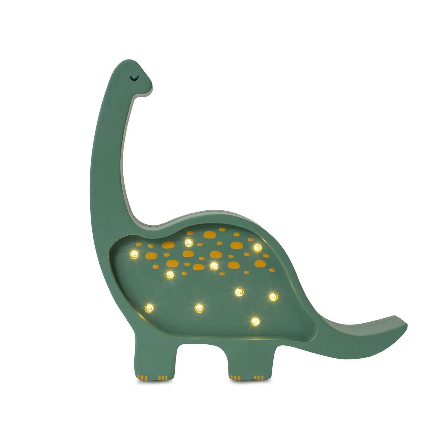 Little Lights Nachtlampje voor kinderen, mini-dinosaurus nachtlampje - 100% naturel grenen, kleur: militair groen