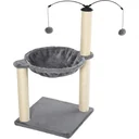 Cat tree with hammock and play ball, grey