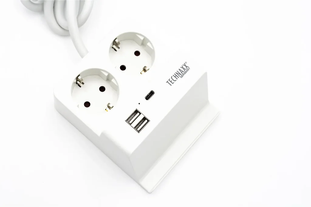 Table socket with USB-A and smartphone holder, 2-way