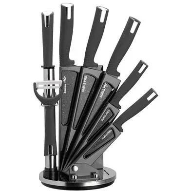 Kitchen knife set - with standard - 8-piece - gray