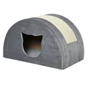 Cat cave with scratching board, cat bed, scratching house, cat house, cat apartment, sisal grey, 48.5 x 30 x 30 cm