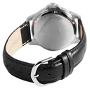 Analog men's watch with genuine leather strap and date display