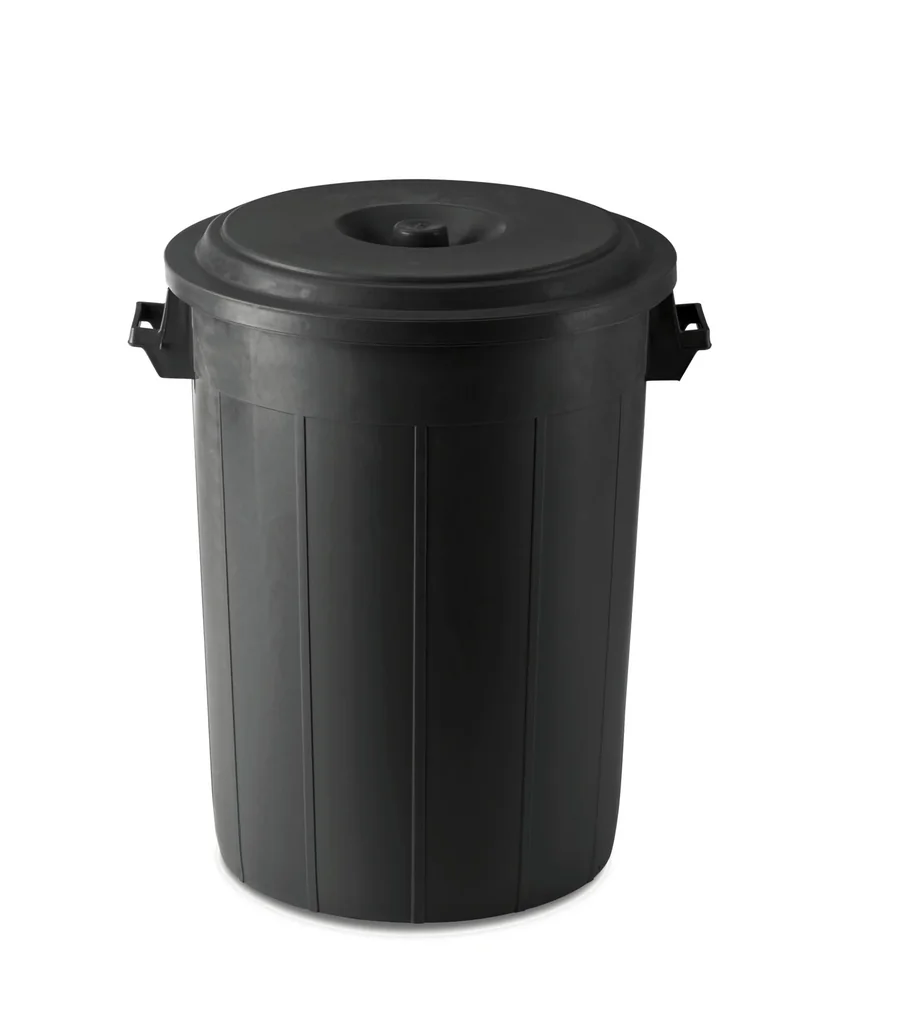 Feed bin with lid, 70 liters, black