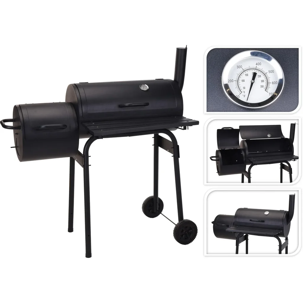 BBQ Grill - Smoker black with thermostat
