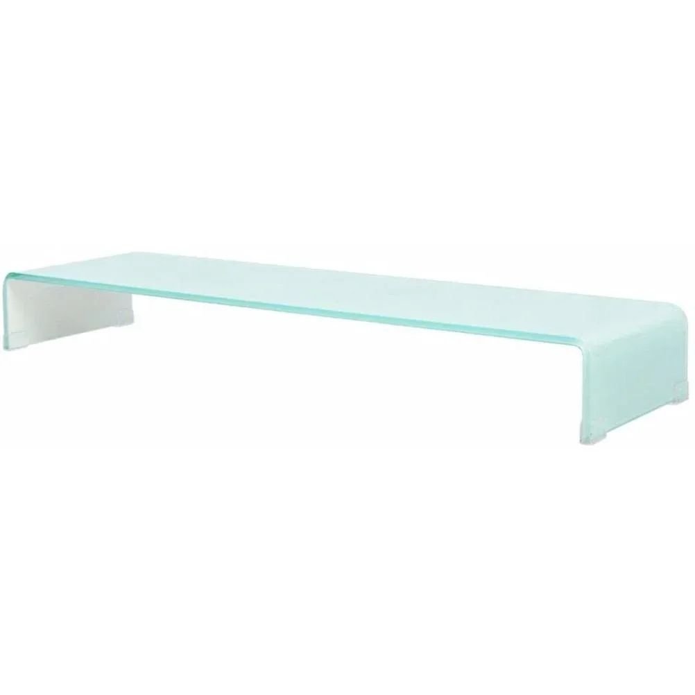 TV cabinet/monitor riser white 100x30x13 cm glass