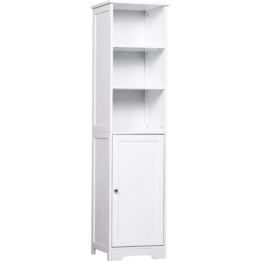 Chest of drawers bathroom cabinet bathroom cabinet bathroom shelf standing cabinet adjustable shelves wood white 40 x 38 x 160 cm