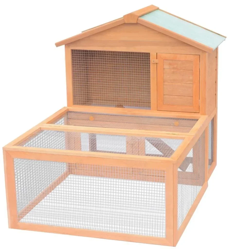 Rabbit hutch with wooden run