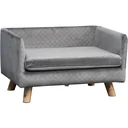 Dog sofa with wooden legs, dog bed, pet sofa, dog mat for small dogs up to 11.25 kg, velvet touch, grey, 64 x 45 x 36